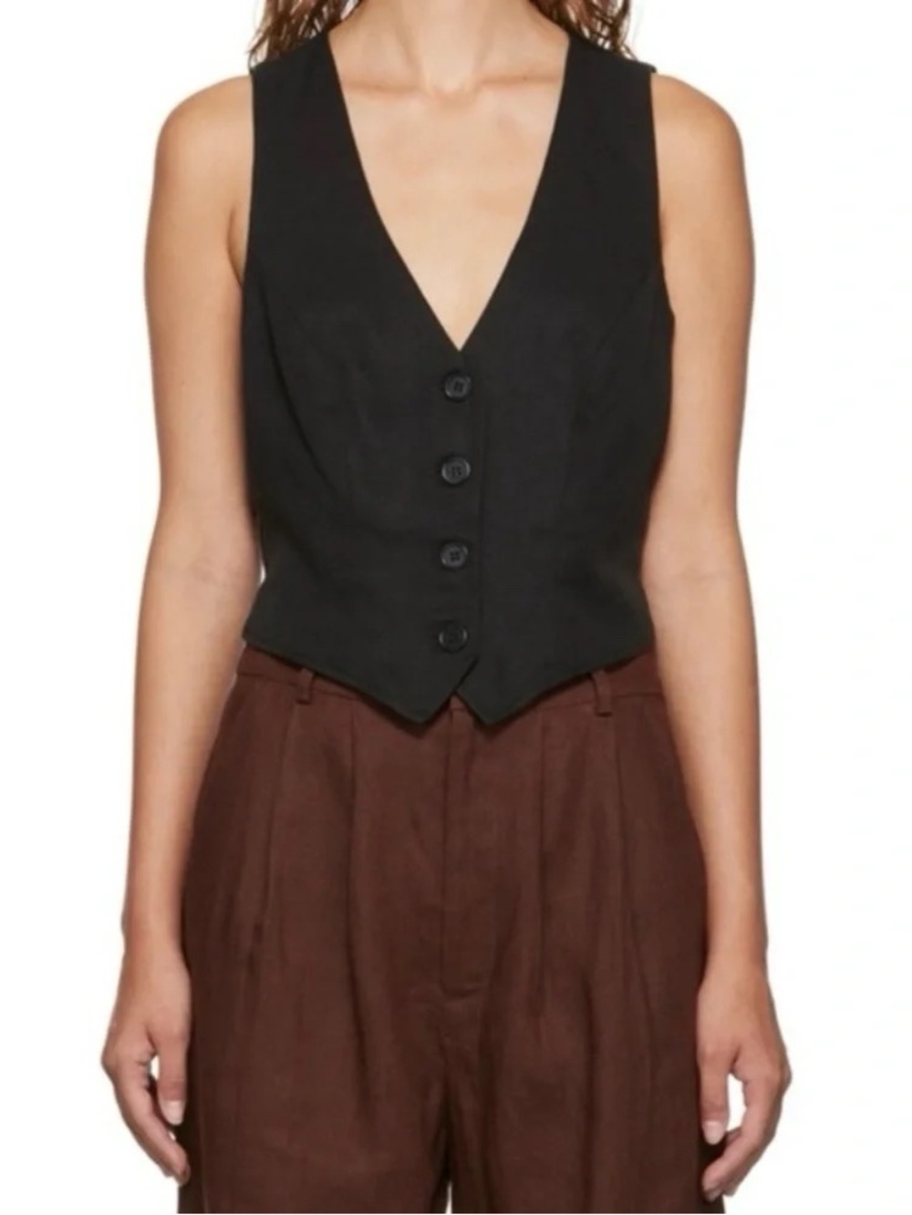 Reformation Devin Twill Vest in Black Size 0